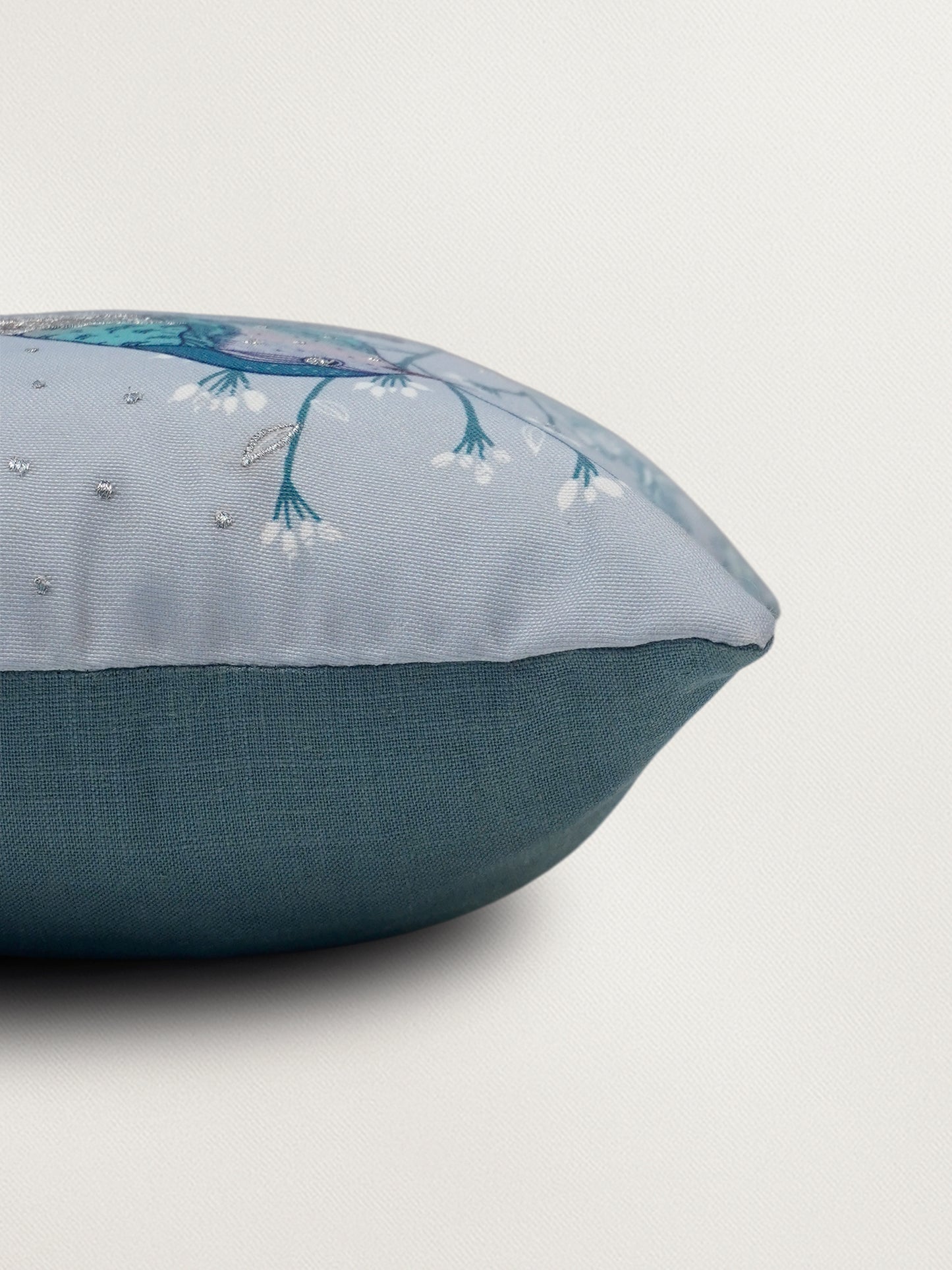 Embroidered Printed Cushion Cover 12 Inch x 12 Inch | Blue