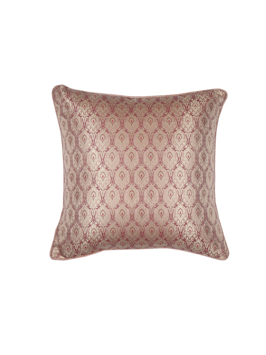Cushion Cover for Sofa, Bed Varanasi Silk Motif with Cord Piping | Maroon - 16x16in(40x40cm) (Pack of 1)