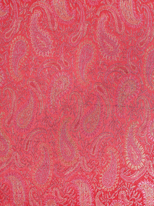 Cushion Cover for Sofa, Bed Varanasi Silk Paisely with Cord Piping | Pink - 16x16in(40x40cm) (Pack of 1)