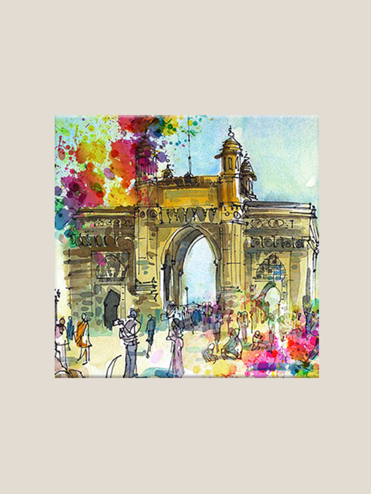 Vibrant Gateway Cityscape Printed Wall Art | 16 inch x 16 inch