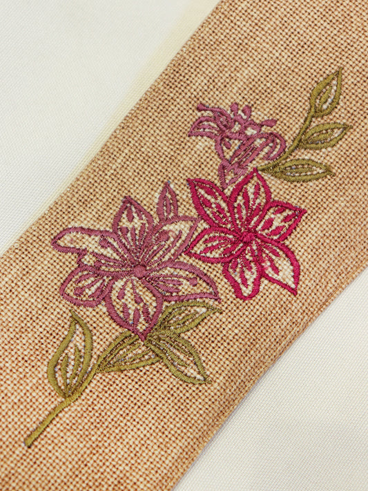 Wine Bottle Gift Bag | Floral Embroidered | Valentine's Day Gift | Brown - 3.5x13 Inch (Set of 2)