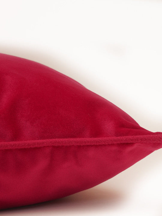 Solid Pink | Cord Piping | Velvet | 20 Inch x 20 Inch | Square Cushion Cover