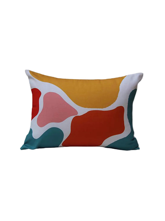 Colorful abstract pillow on a light gray background