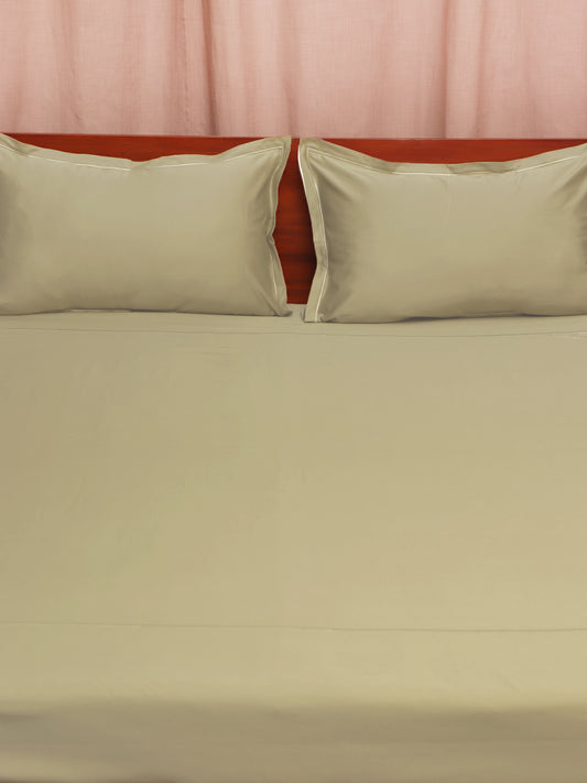 Bed Sheet King Size Aari Embroidery Cotton Green - 108" x 108", 17" x 27"