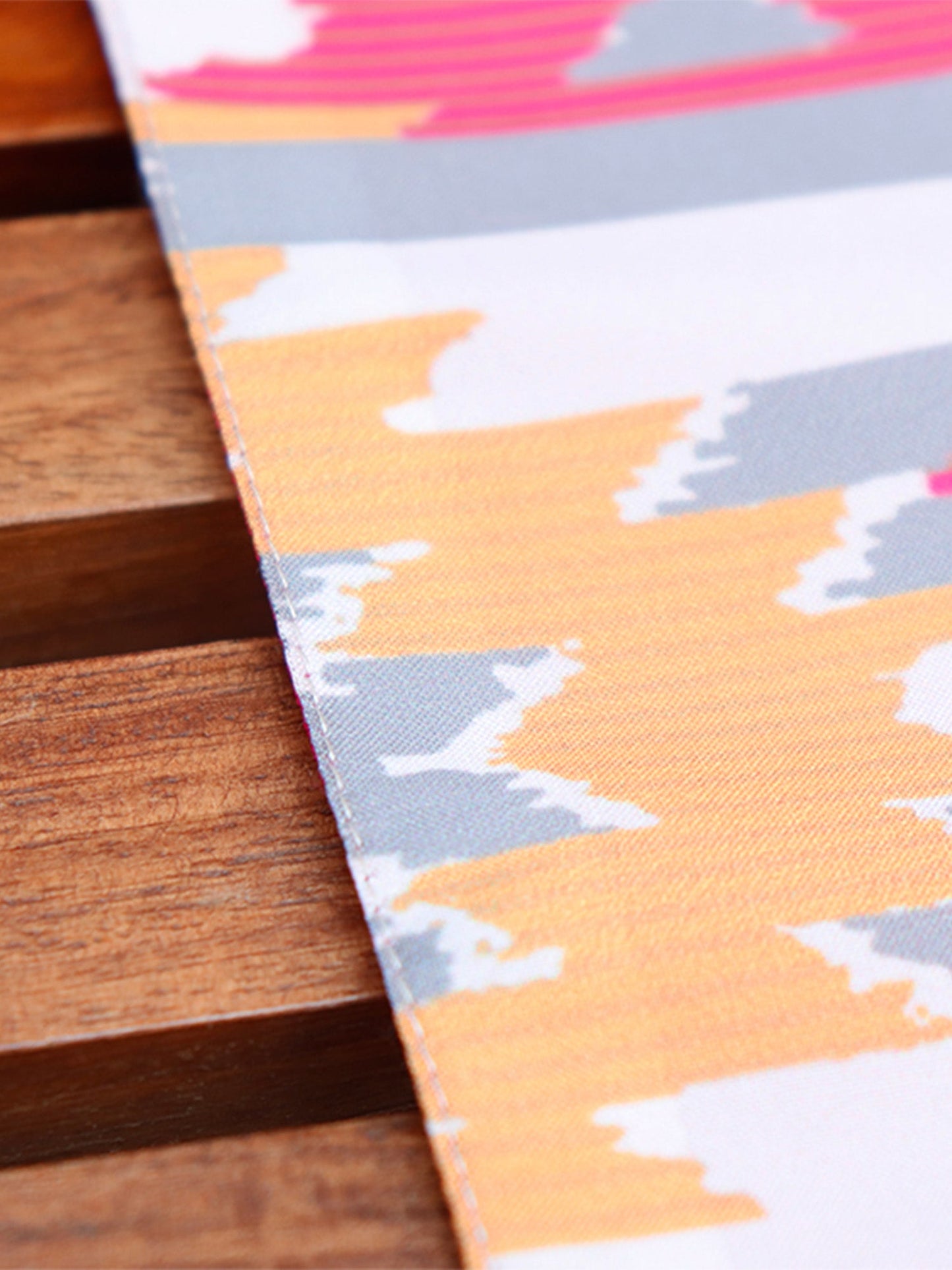 hand embroidered table runner with ikat print - 12x84 inch