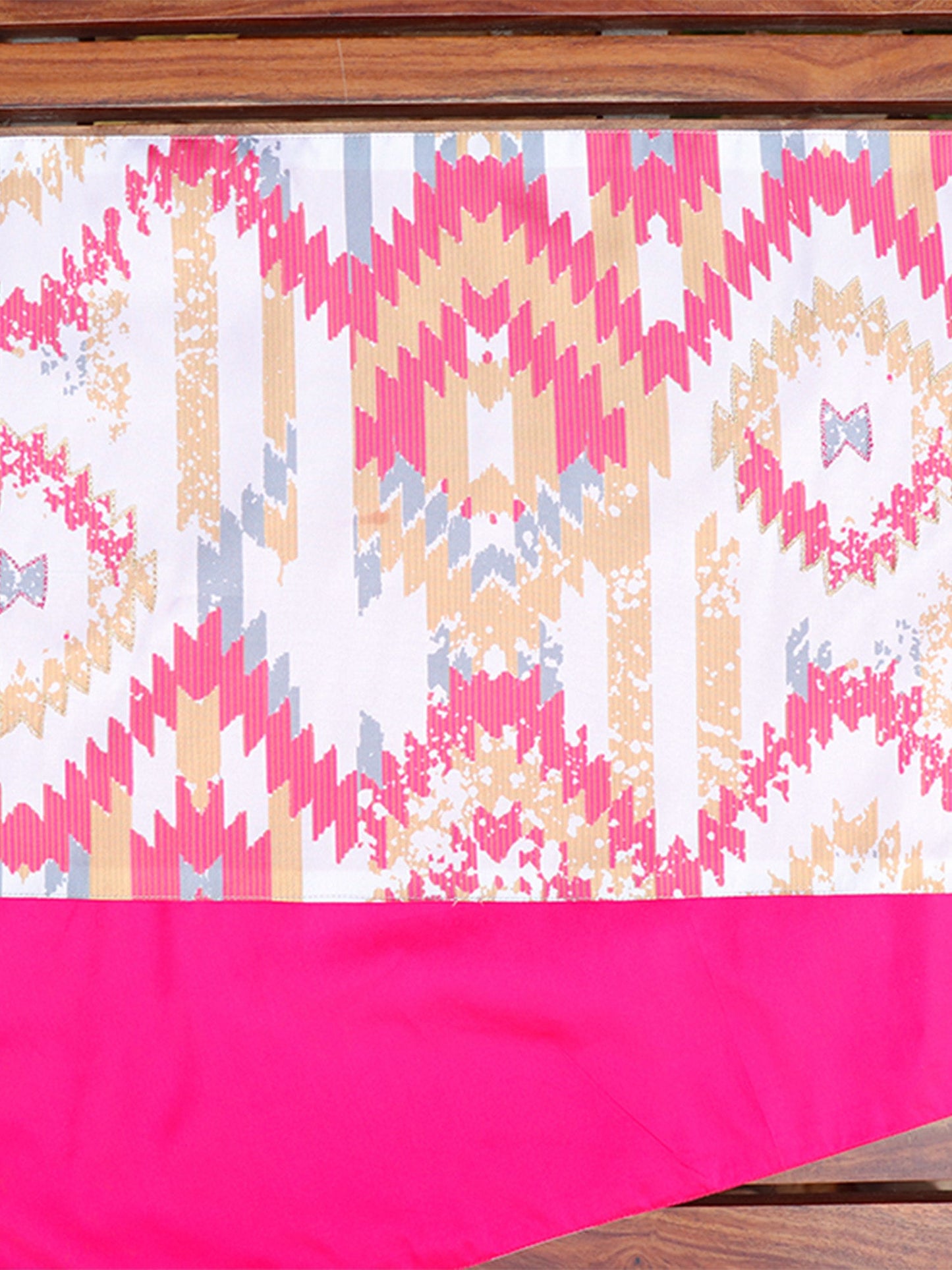 hand embroidered table runner with ikat print - 12x84 inch