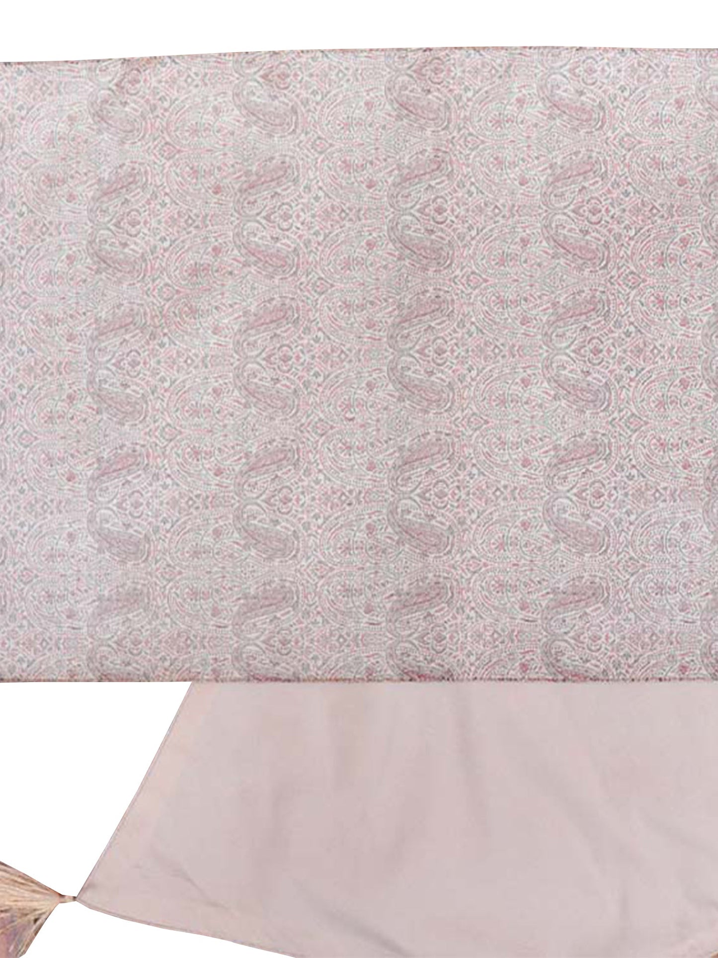 Table Runner 100% Polyester Paisley Brocade Silk Beige - 12" X 84"