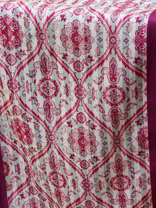 Table Runner Poly Canvas Digital Print With Flat Piping Multi - 12" X 84"