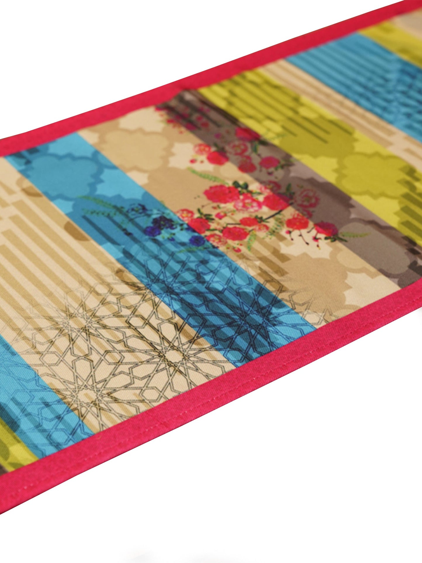 Table Runner Cotton Blend Geometric Floral Abstract Multi - 12" X 84"