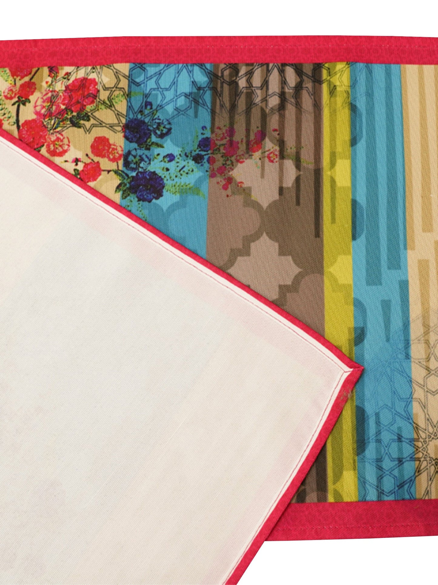 Table Runner Cotton Blend Geometric Floral Abstract Multi - 12" X 84"