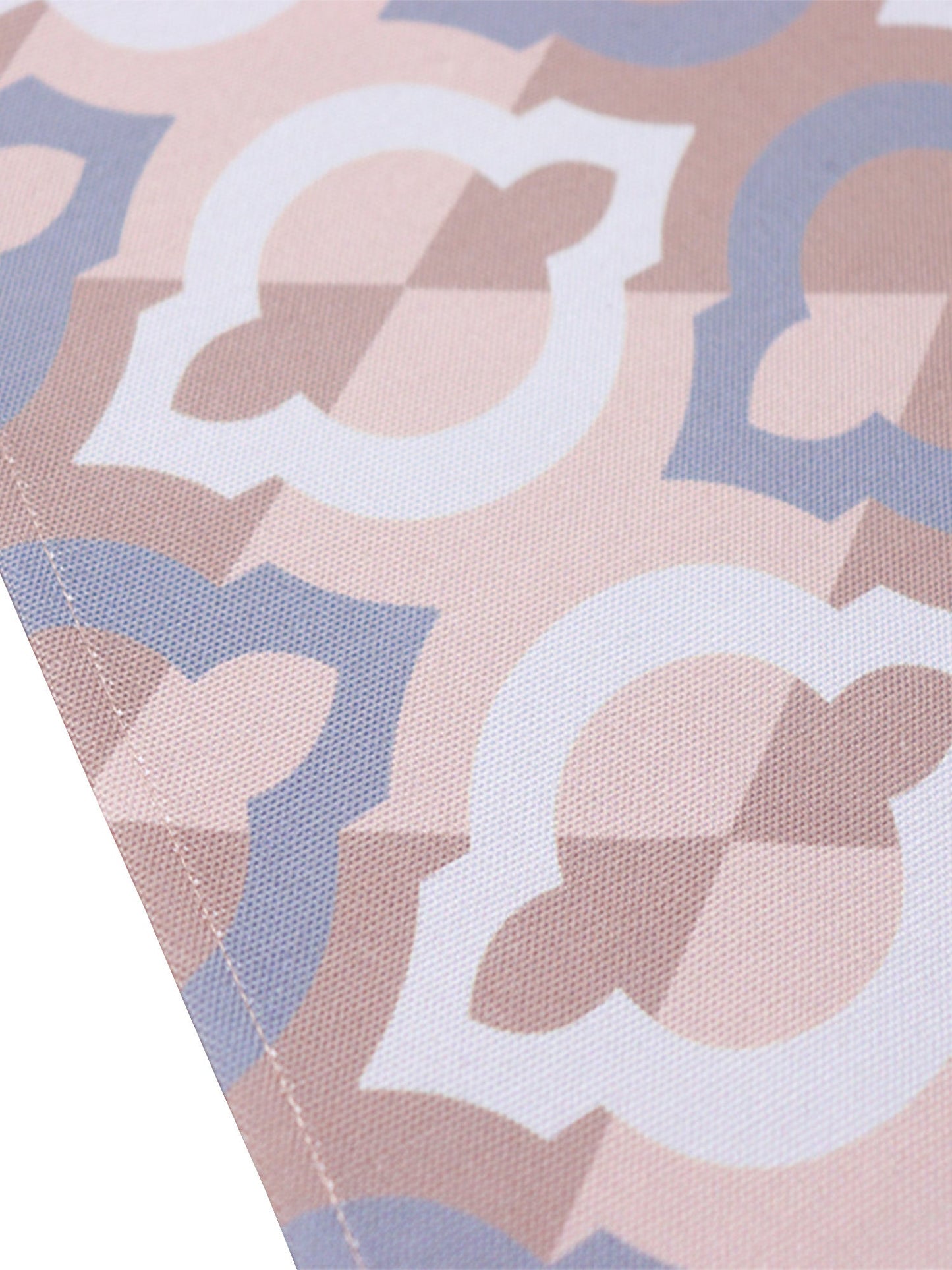 Table Runner Poly Canvas Abstract Ogee Printed Brown Peach - 12" X 84"