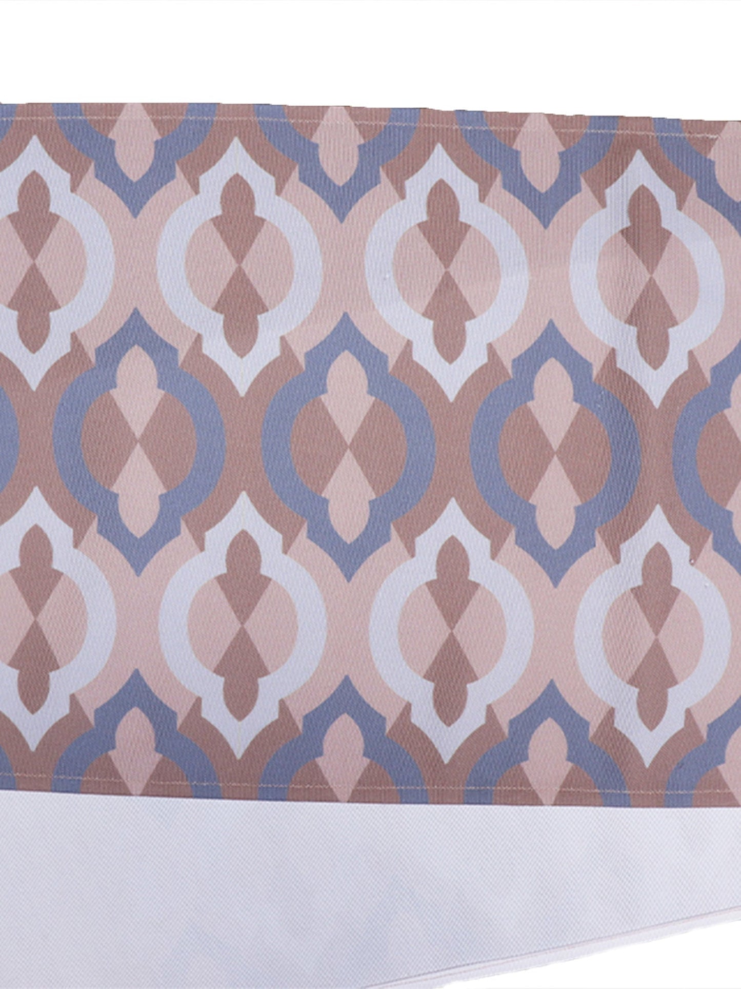 Table Runner Poly Canvas Abstract Ogee Printed Brown Peach - 12" X 84"