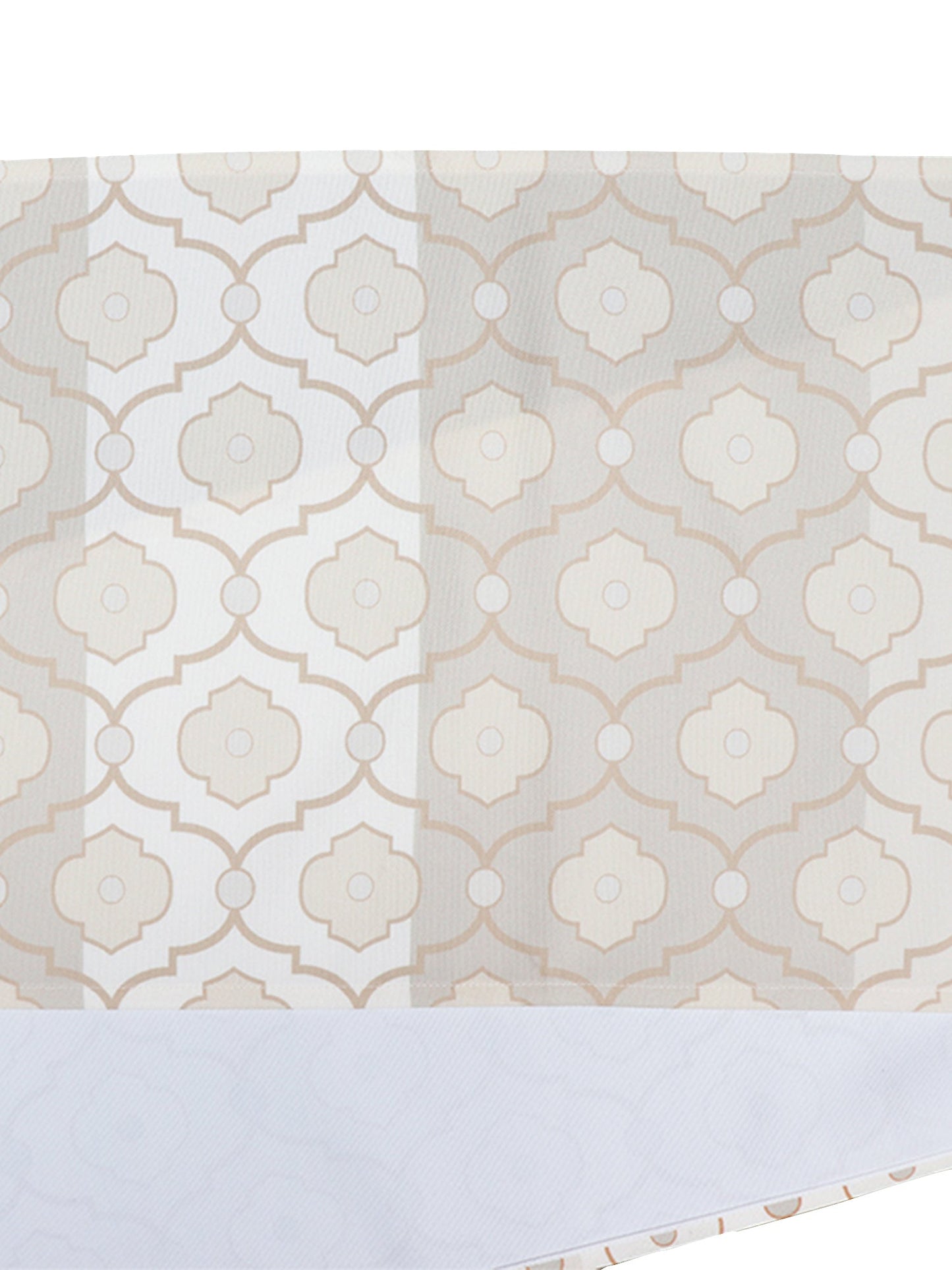 Table Runner Poly Canvas Morroccan Ogee Printed Off White Beige - 12" X 84"