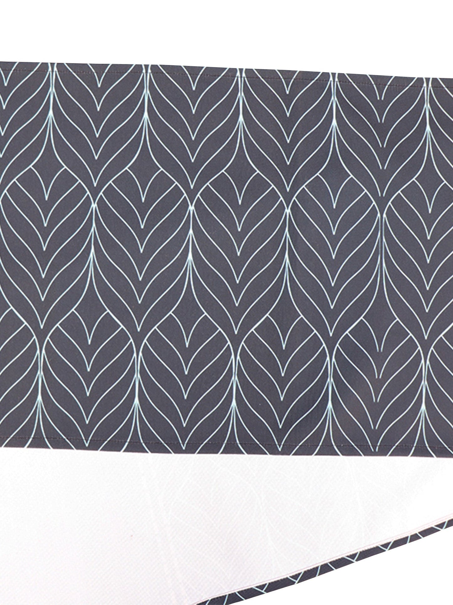 Table Runner Poly Canvas Geometric Leaf Motif Printed Black - 12" X 84"