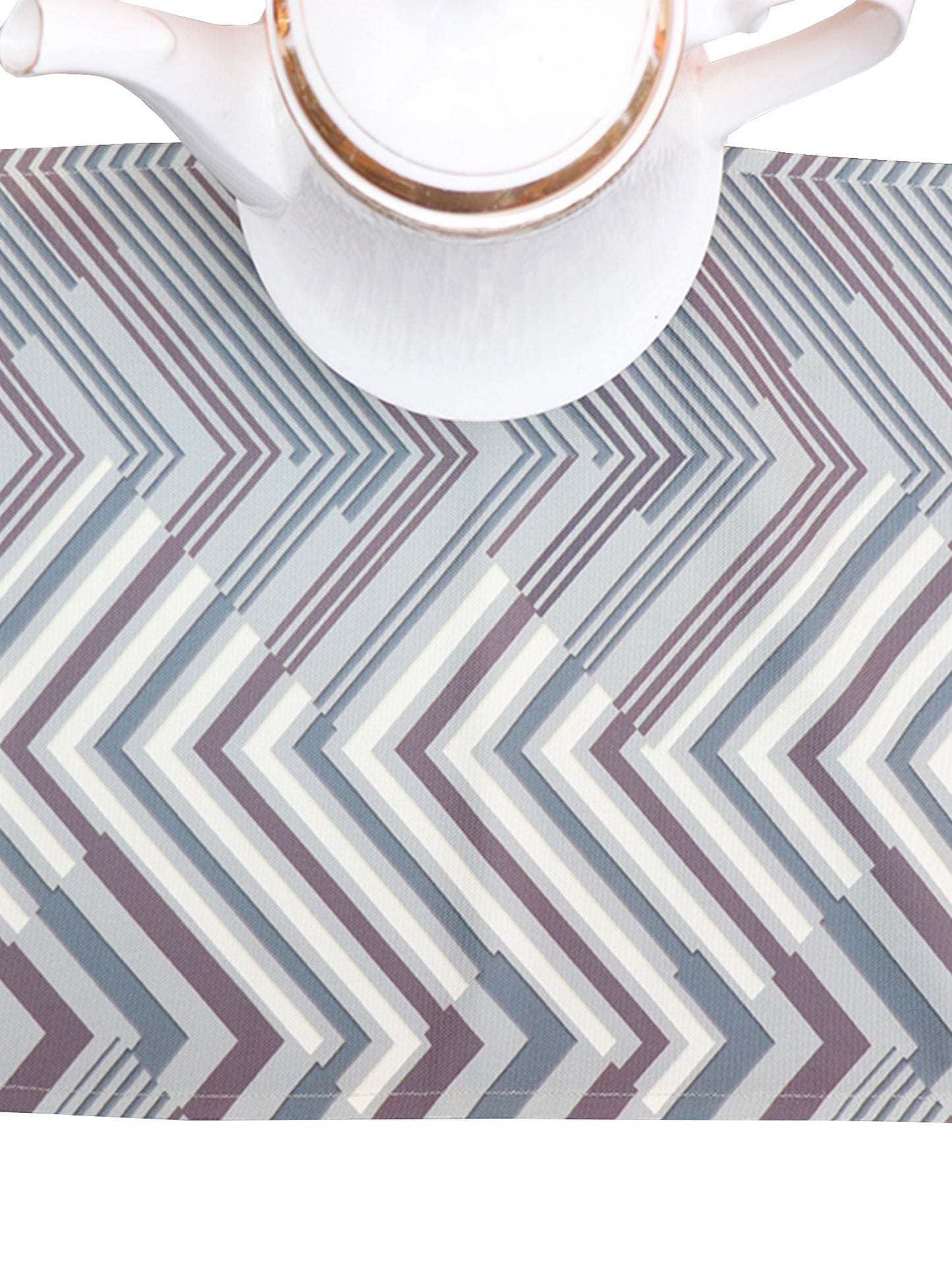 Table Runner Poly Canvas Geometric Digital Printed Sage Green - 12" X 84"