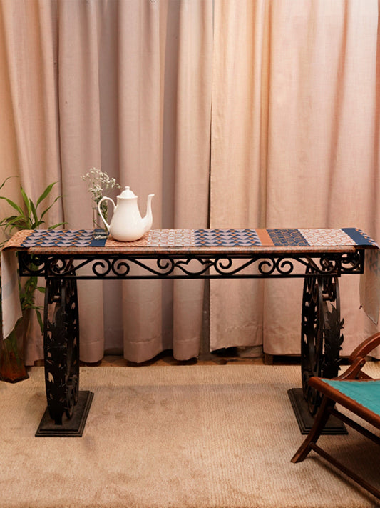 abstract printed table runner for 6 seater table - 52x84 inches.