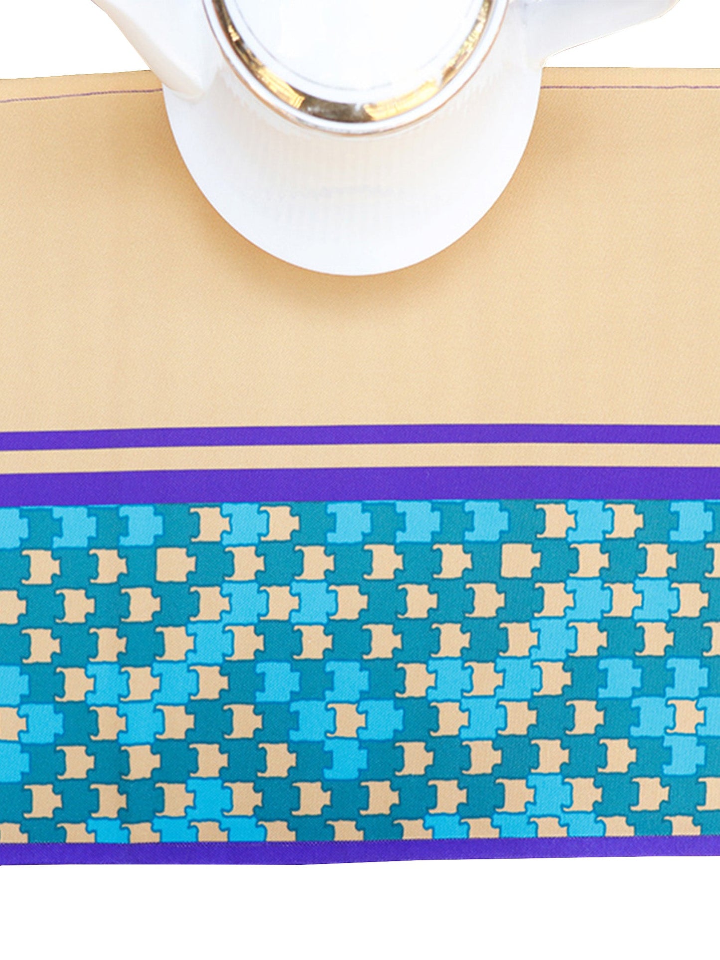 Table Runner Poly Canvas Geometric Pattern Yellow - 12" X 84"