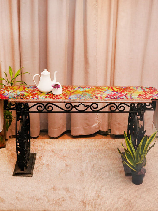 Table Runner Velvet Abstract Print Olive Green - 12" X 84"