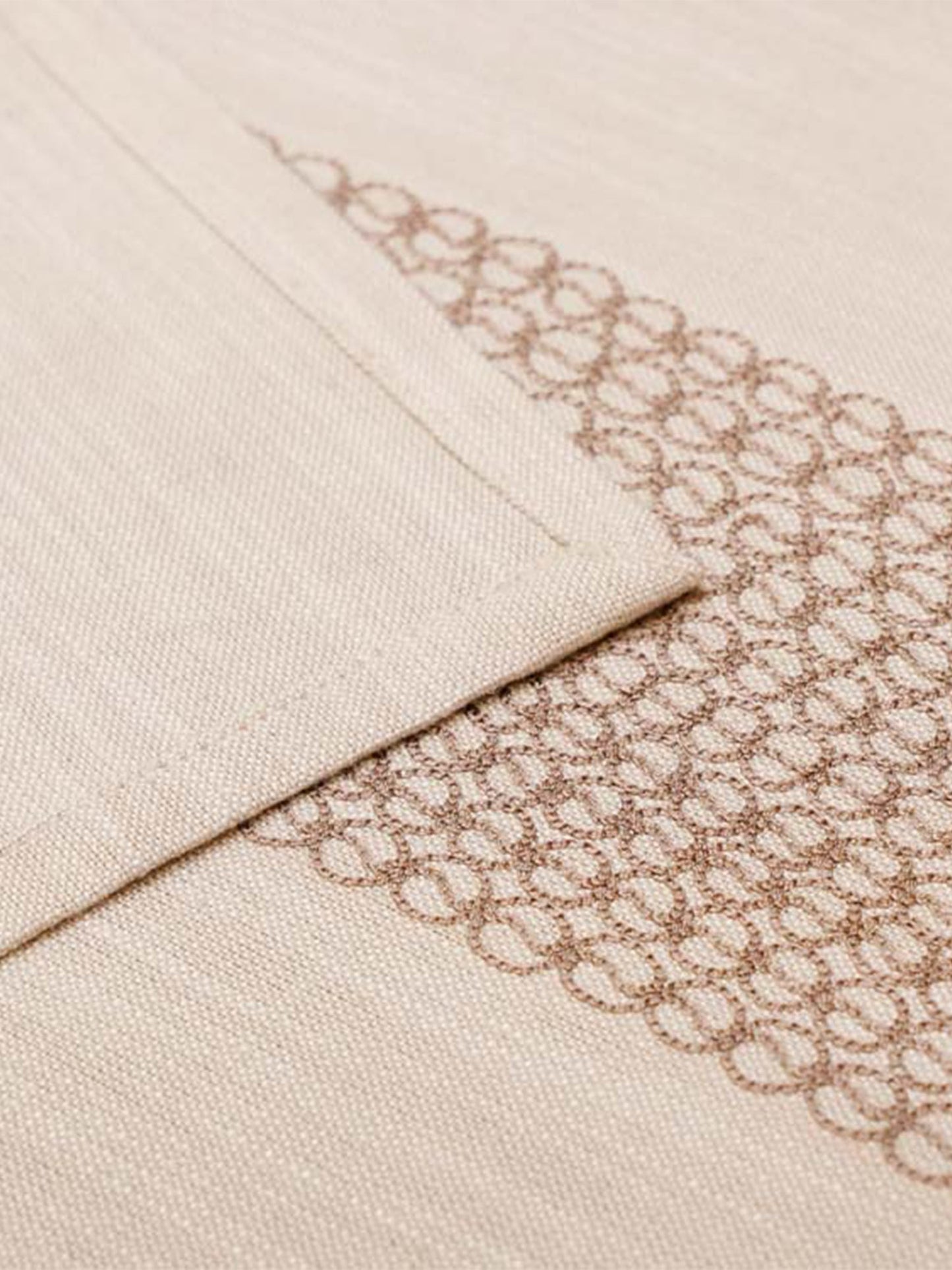 Table Runner 100% Cotton Embroidered Beige - 12" X 84"