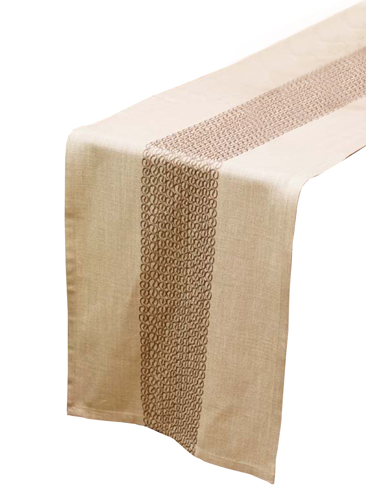 Table Runner 100% Cotton Embroidered Beige - 12" X 84"