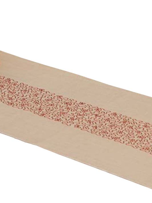 Table Runner 100% Cotton Embroidered Beige - 12" X 84"