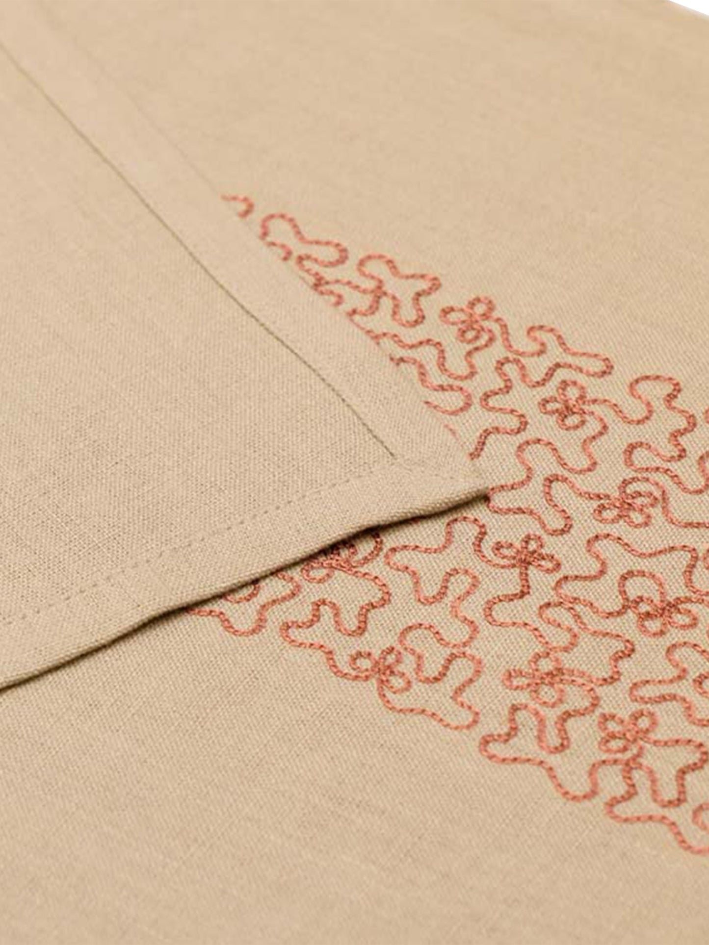 Table Runner 100% Cotton Embroidered Beige - 12" X 84"