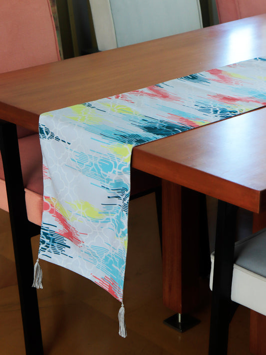Abstract Design Printed Polycanvas Table Runner | 12 Inch X 84 Inch | Blue