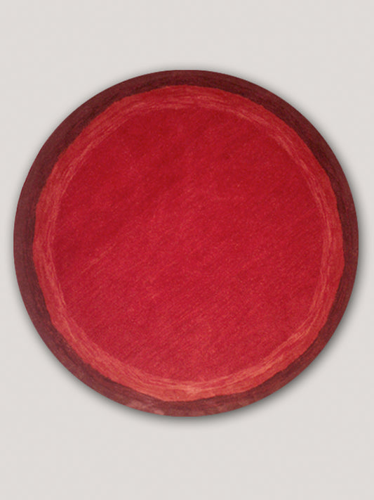 Carpet Hand Tufted 100% Woollen Ombre Bordered Red Round - 5ft X 5ft