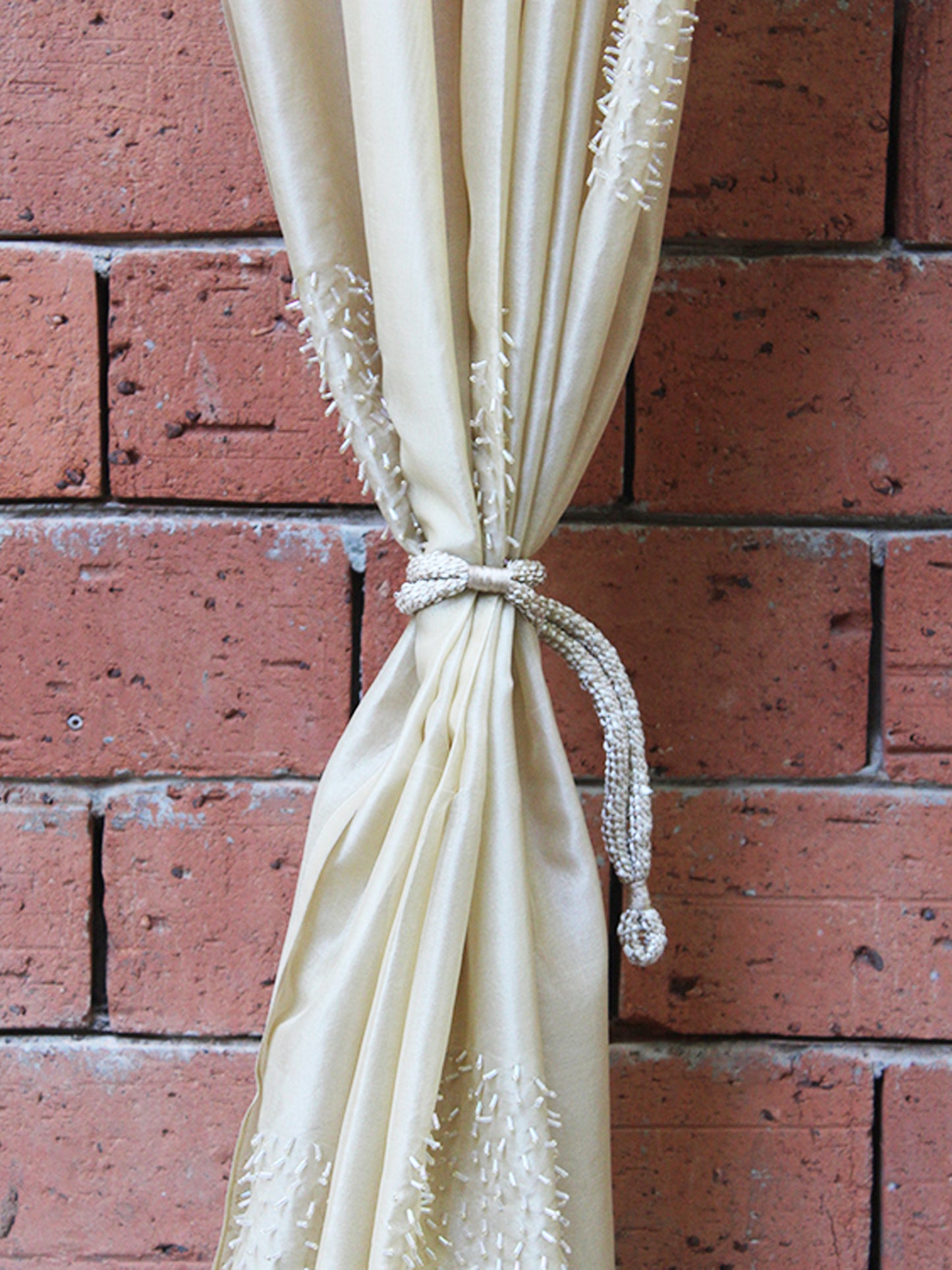 Door Semi-Sheer Door Curtain Motif, Gold - 52" X 90" (Pack of 2)