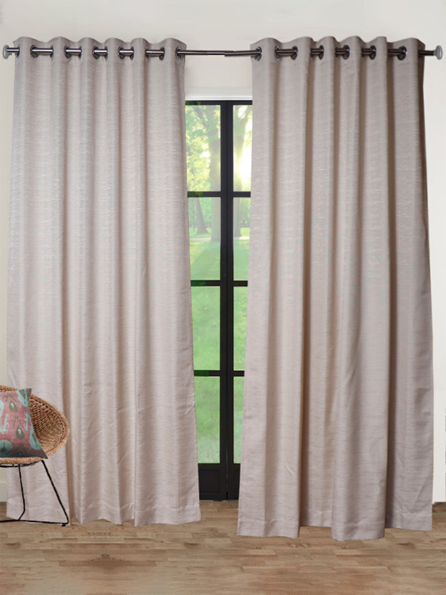 Door Curtain Polyester Blend Self Textured Off White - 54" X 84"