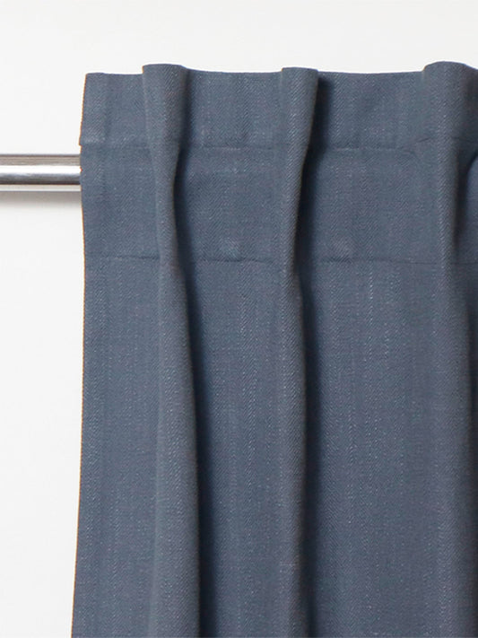 Door Curtain Cotton Blend Herringbone Dark Grey - 54" X 84"