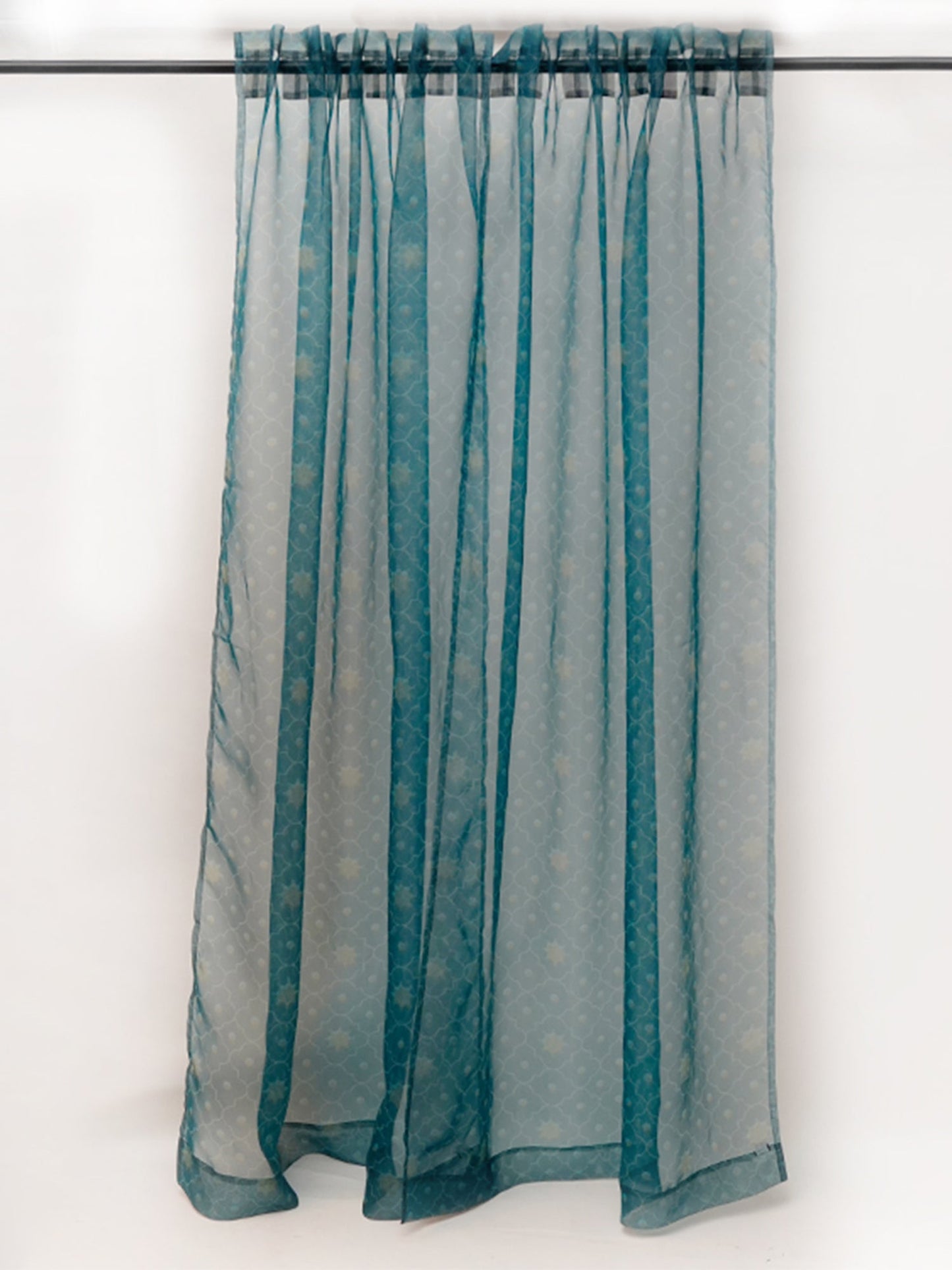Door Transparent Sheer Curtain Polyster Moroccon Ogee Teal - 50" X 90"