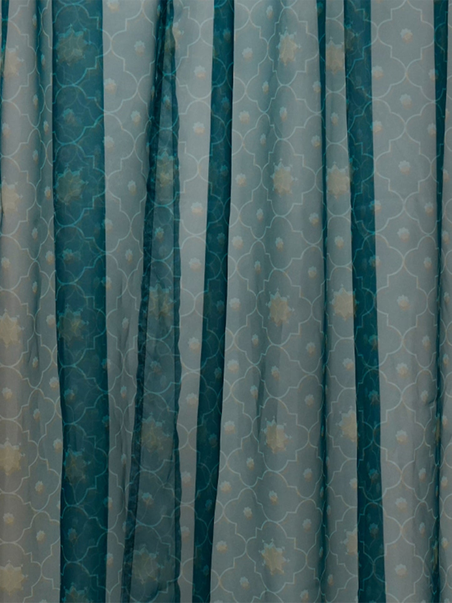 Door Transparent Sheer Curtain Polyster Moroccon Ogee Teal - 50" X 90"