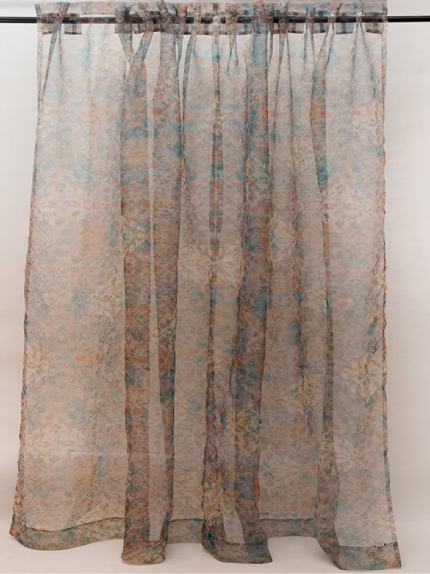 Door Transparent Sheer Curtain Polyester Abstract Floral Brown - 50" X 90"