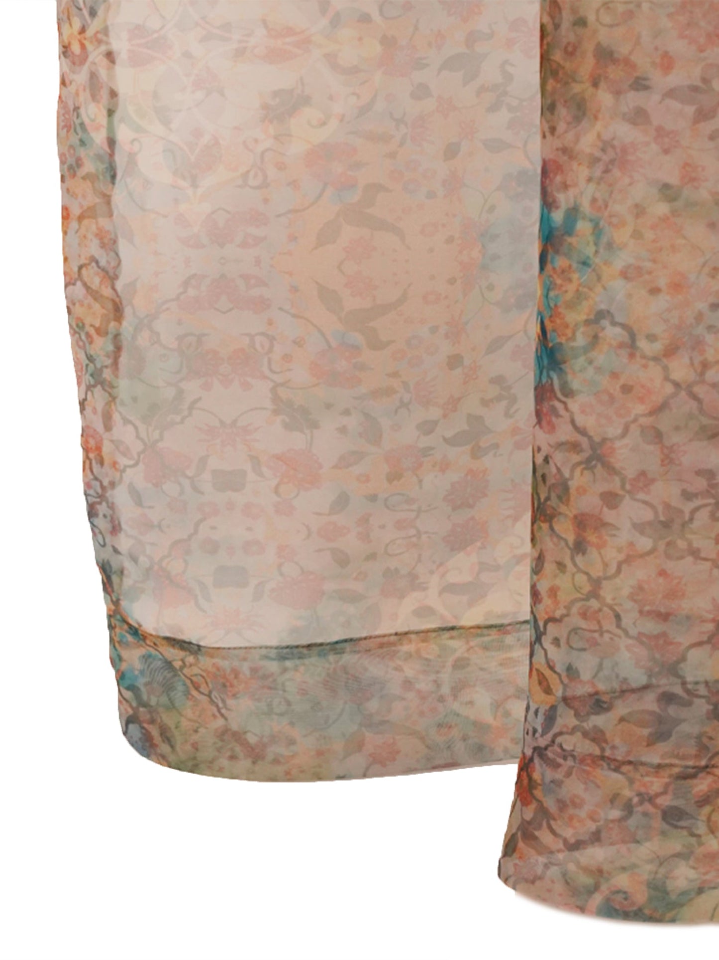 Door Transparent Sheer Curtain Polyester Abstract Floral Brown - 50" X 90"