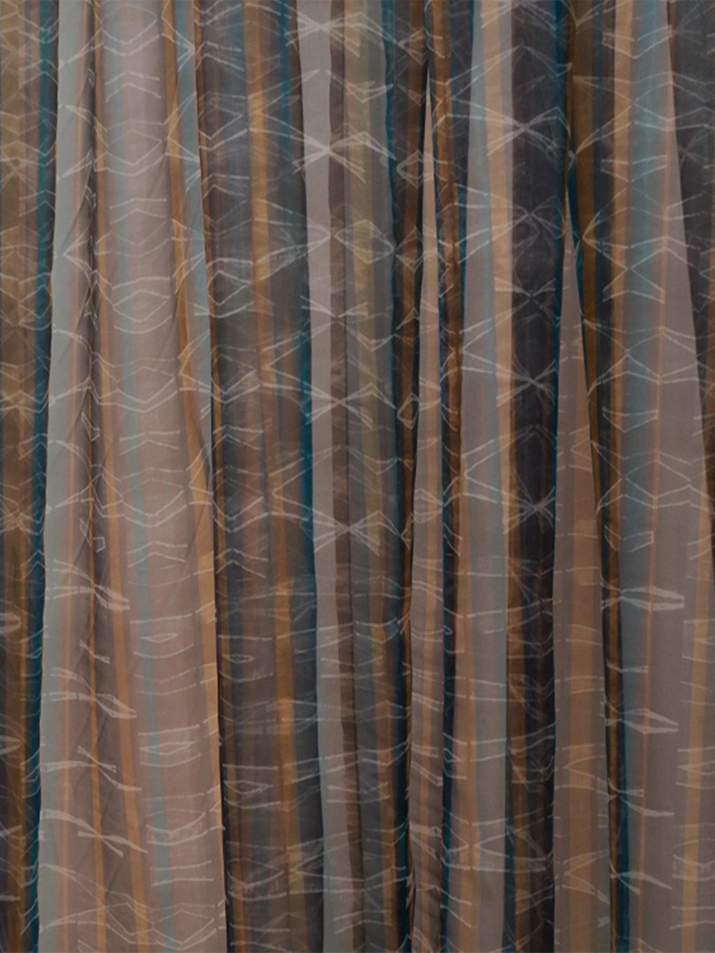 Door Transparent Sheer Curtain Polyster Striped Grey - 50" X 90"