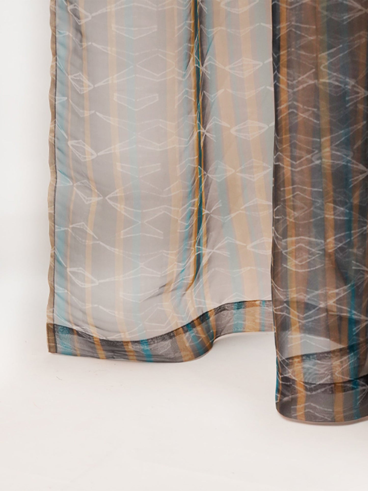 Door Transparent Sheer Curtain Polyster Striped Grey - 50" X 90"