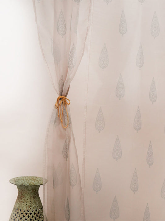 Door Sheer Curtain Polyster Antique Polyester Beige - 54" X 67"