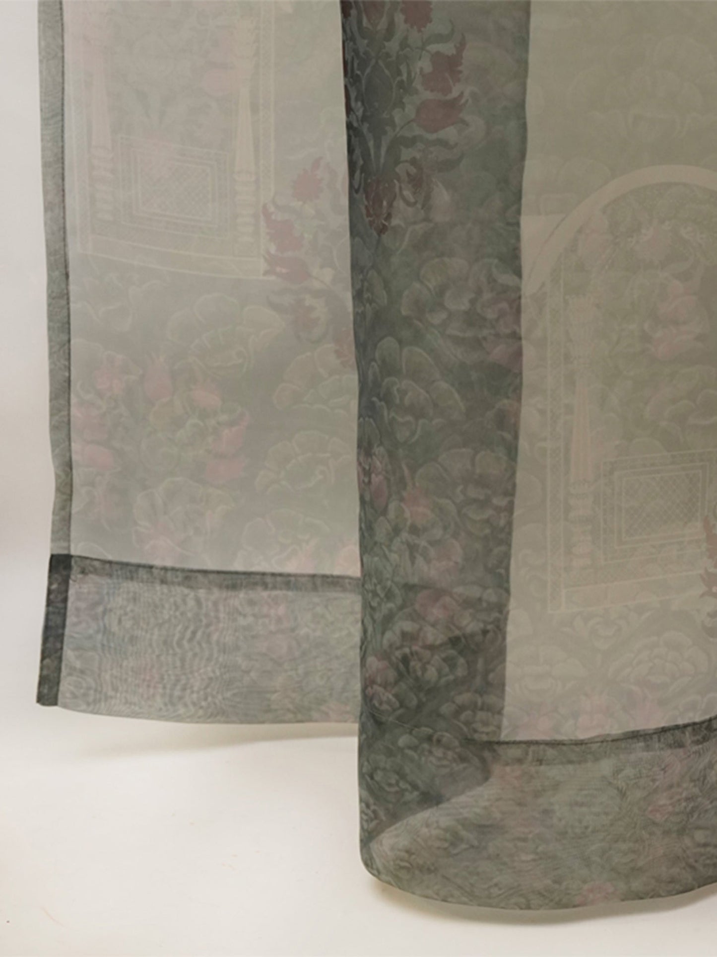 Door Transparent Sheer Curtain Polyster Abstract Grey - 50" X 90"