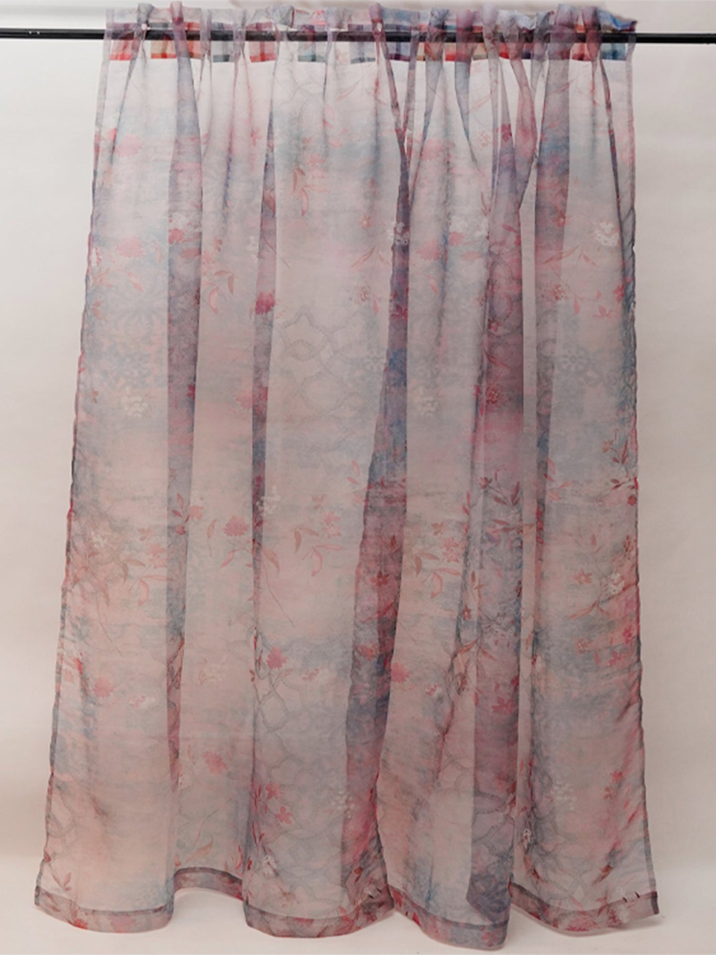 Door Transparent Sheer Curtain Polyester Abstract Floral Multi - 50" X 90"