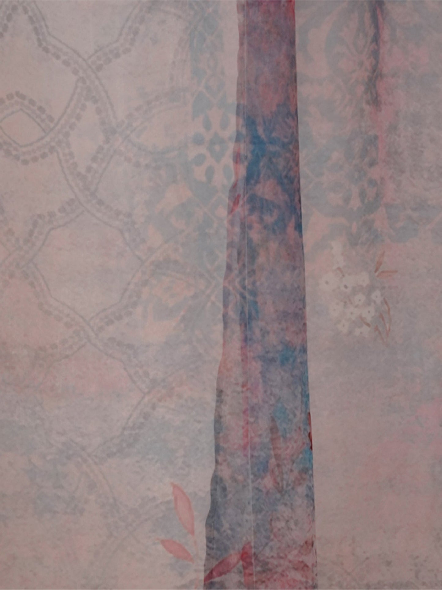 Door Transparent Sheer Curtain Polyester Abstract Floral Multi - 50" X 90"