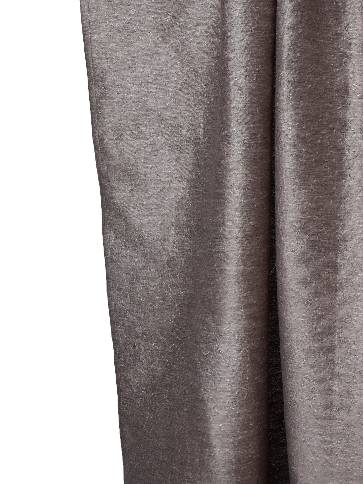closeup of textured window curtain with rod pocket in grey color - 50x60 inch