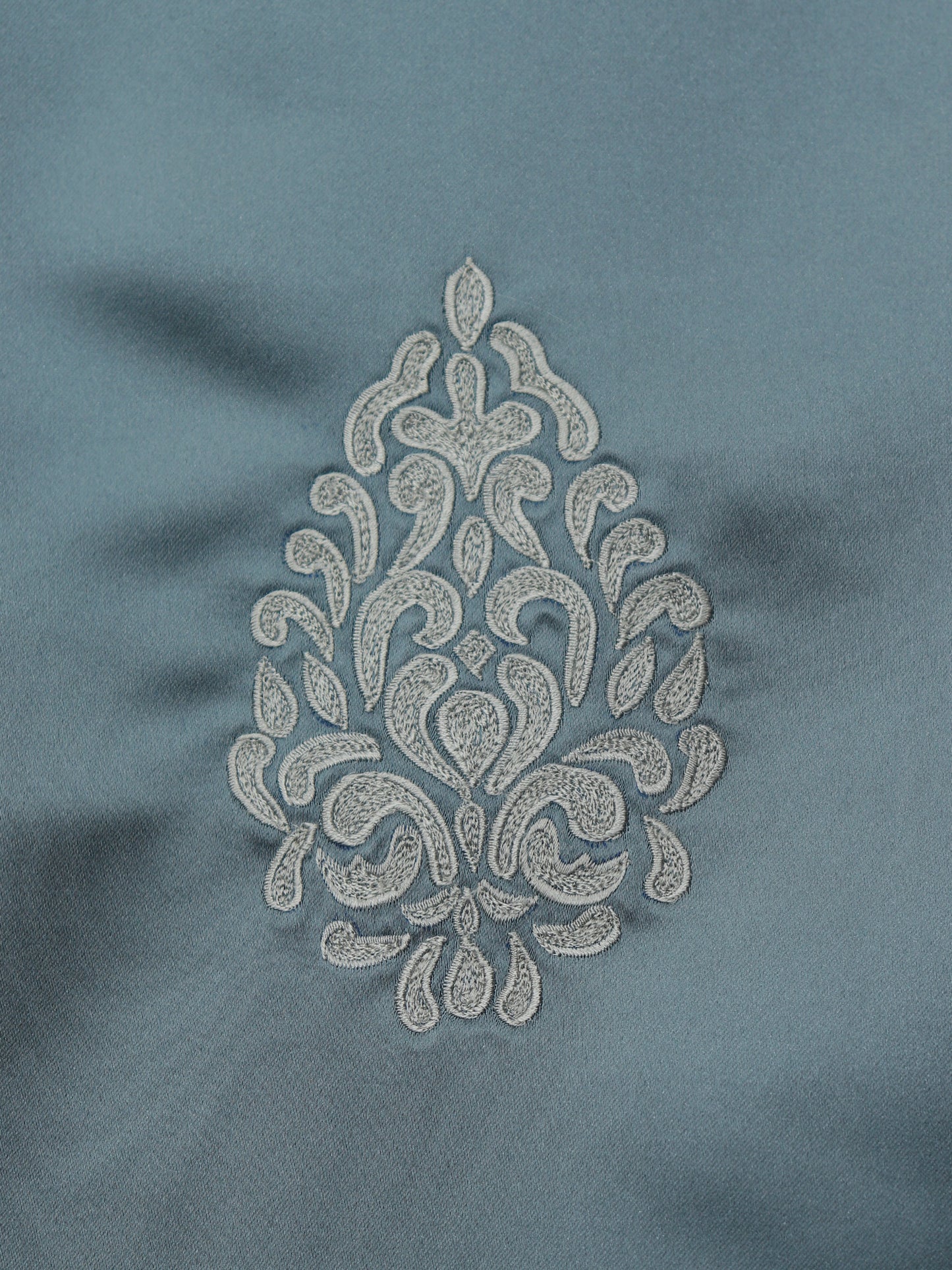 Door Curtain Motiff Embroidered Rod Pocket Blue - 52" X 84"