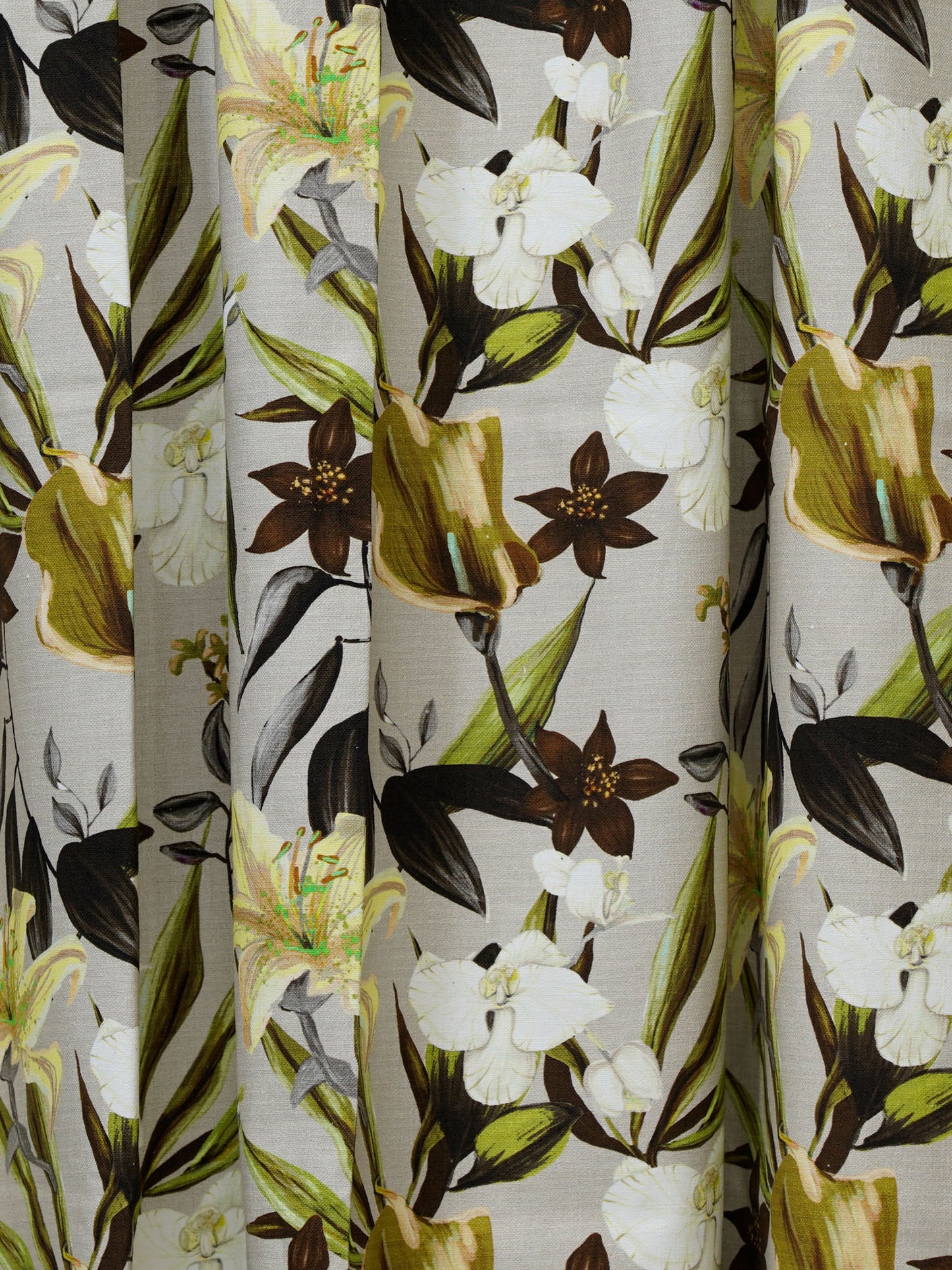 Door Curtain Cotton Blend Digital Print Floral Earthy Orchid - 84" X 50"