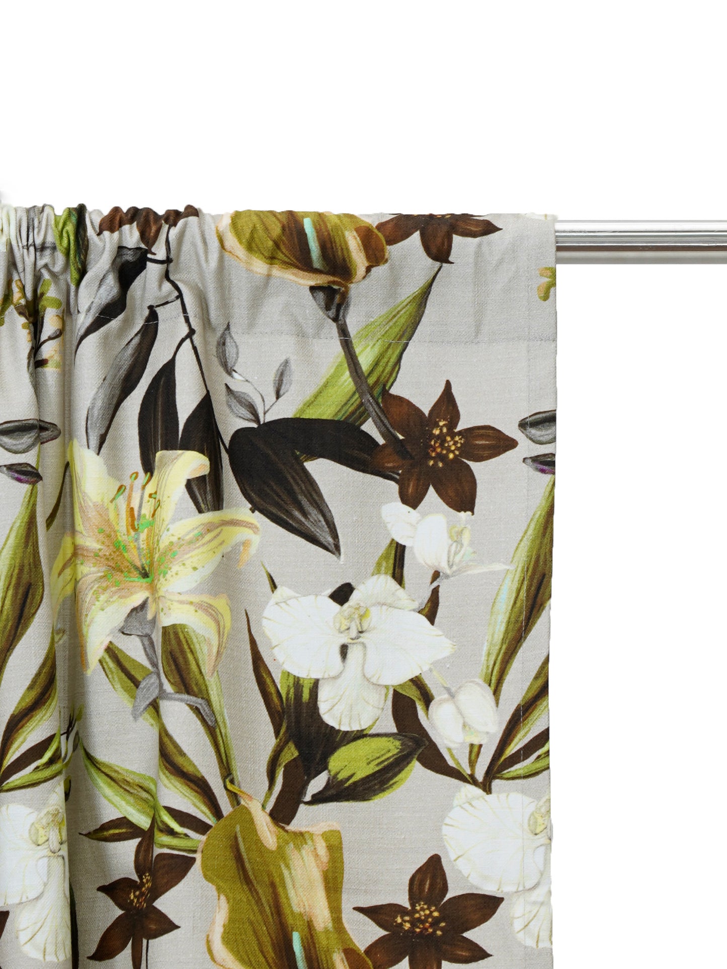 Door Curtain Cotton Blend Digital Print Floral Earthy Orchid - 84" X 50"
