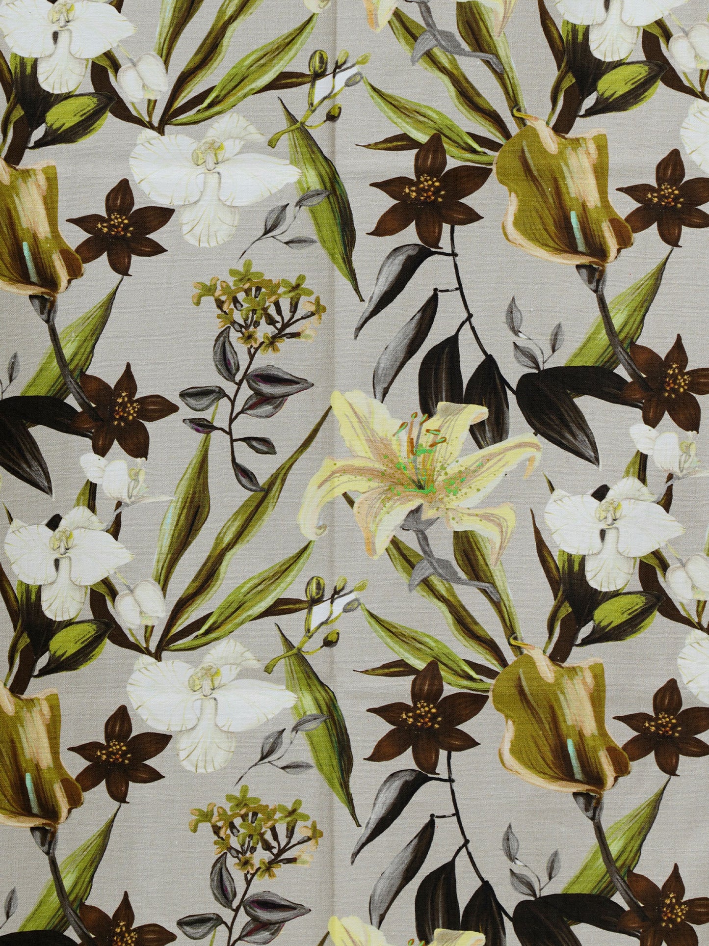 Door Curtain Cotton Blend Digital Print Floral Earthy Orchid - 84" X 50"