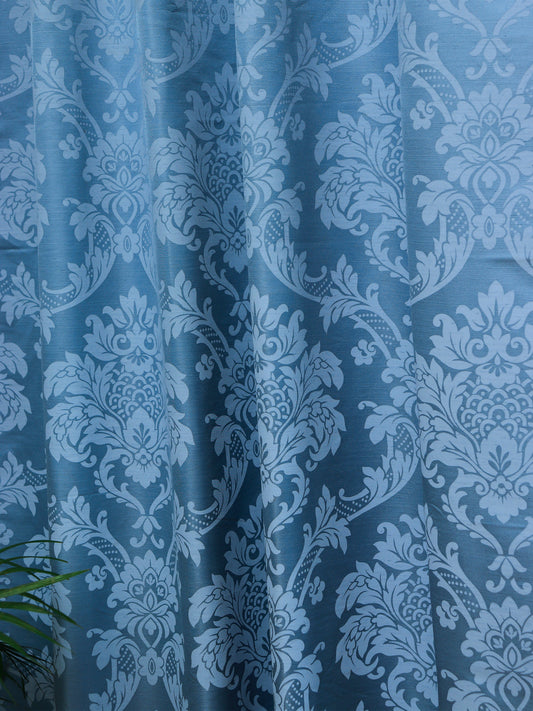Door Curtain Screen Printed Abstract Rod Pocket Light Blue - 52" X 90"