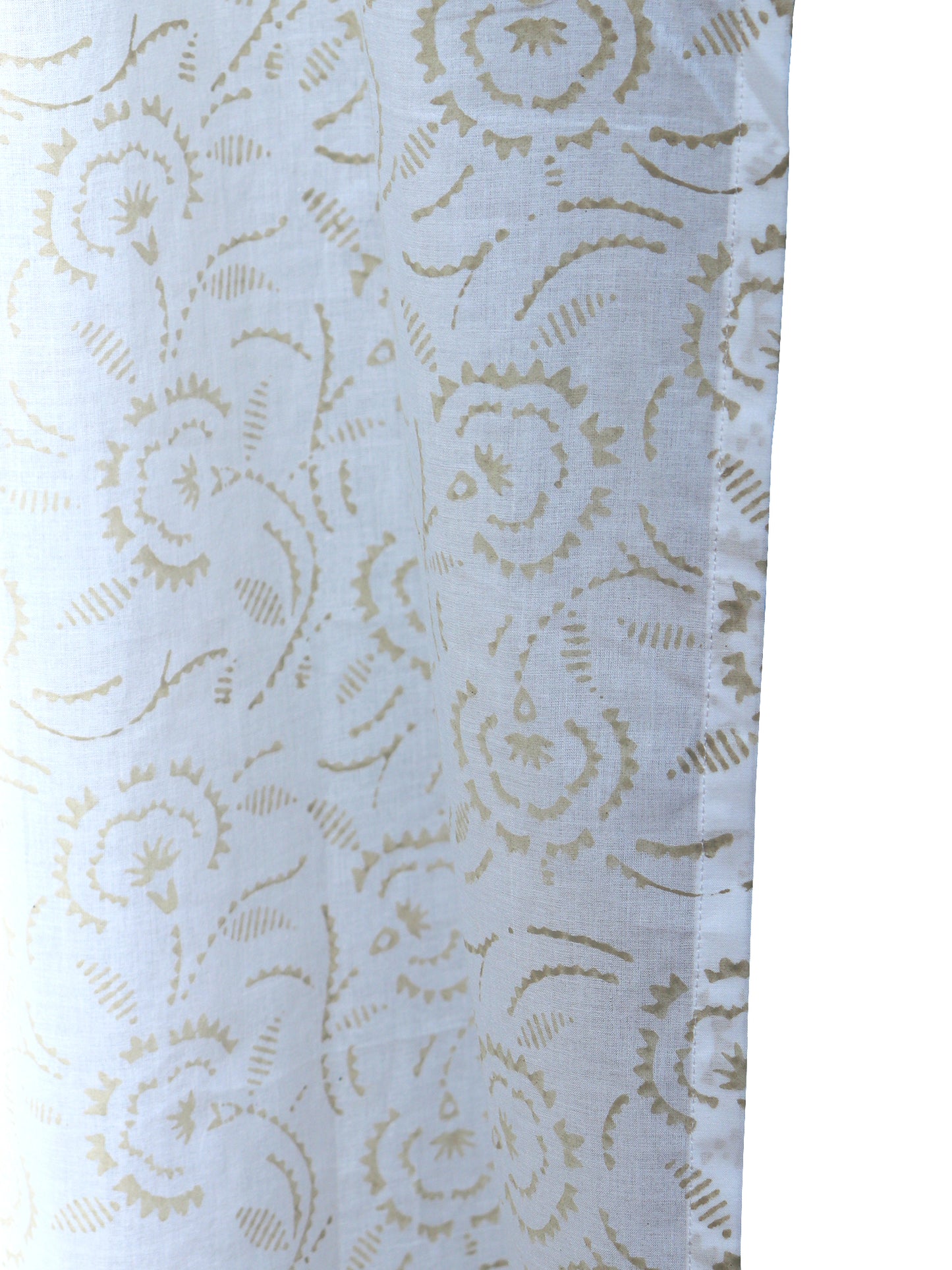 Sheer Curtain Semi Transparent Floral Block Print Rod Pocket Off White - 52" X 90"