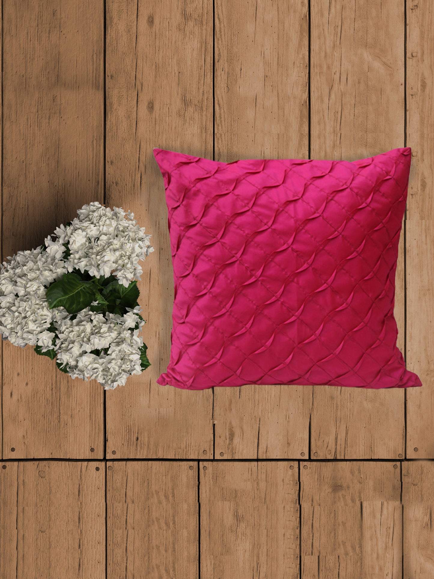 Technique Cushion Cover 100% Polyester Box Pleated Pink - 18" X 18"