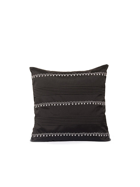 Embroidered Cushion Cover Polyster Black - 16"X16"